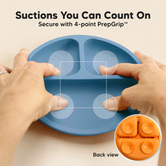 KeaBabies prepGrip suction tabs shown for easy release and quick plate removal.