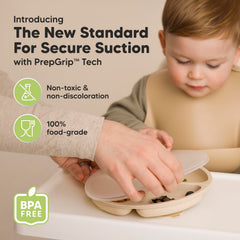 KeaBabies PrepGrip tabs visible on suction plate for easy lift and release