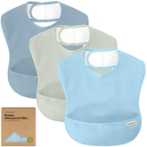 KeaBabies Presto bib waterproof coverage protects clothes during meals.