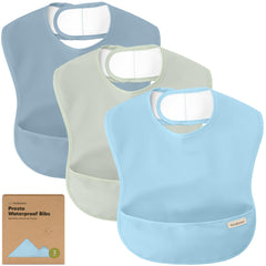 KeaBabies Presto bib waterproof coverage protects clothes during meals.