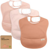 KeaBabies Presto bib worn by baby during meal provides waterproof coverage.