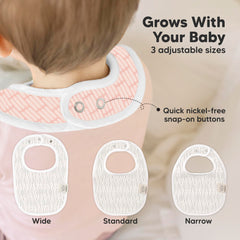 KeaBabies Prism bib on baby wearing demonstrates full chest coverage