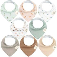 KeaBabies Roarsome 8-pack bandana bibs front view for drool protection