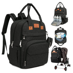 KeaBabies Rove Diaper Bag Backpack front view shows spacious storage and easy access.