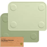 KeaBabies Sage placemat with suction cups keeps meals in place during family dining.