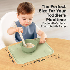 KeaBabies silicone placemat is dishwasher-safe for quick post-meal cleaning.