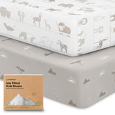 KeaBabies Savannah crib sheet 52x28 shows breathable bamboo viscose for baby comfort.