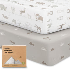 KeaBabies Savannah crib sheet 52x28 shows breathable bamboo viscose for baby comfort.