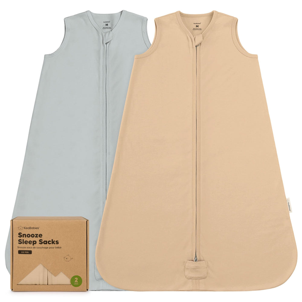KeaBabies sleep sack toasted zipper closed for secure sleep and quick night changes.