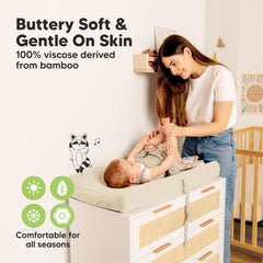 KeaBabies SnugFit band keeps the changing pad cover snug during wiggles