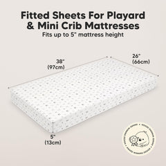 KeaBabies SnugFit mini crib sheet shows easy-on, easy-off fit for quick changes.