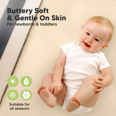 KeaBabies SnugFit Tech mini-crib sheet—easy on/off with stretchable fabric