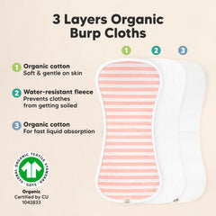 KeaBabies Soft Organic Cotton Burp Cloths feel plush and gentle on skin.