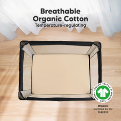 KeaBabies Soothe mini crib sheet two-pack laid flat to emphasize value and readiness.