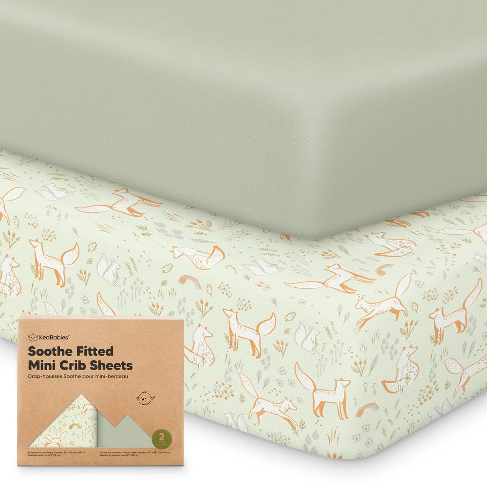 KeaBabies Soothe mini crib sheet front view with pack-n-play fit