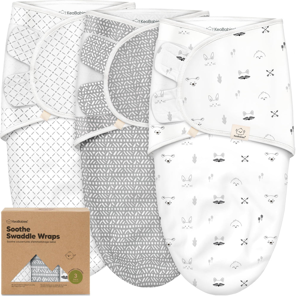KeaBabies soothing swaddle sack hip-healthy design supports comfortable newborn growth.