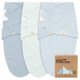 KeaBabies Soothe Wren swaddle glacier fabric close-up showing breathable organic cotton.