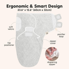 KeaBabies Soothe Zippy Swaddle organic cotton fabric for breathable softness