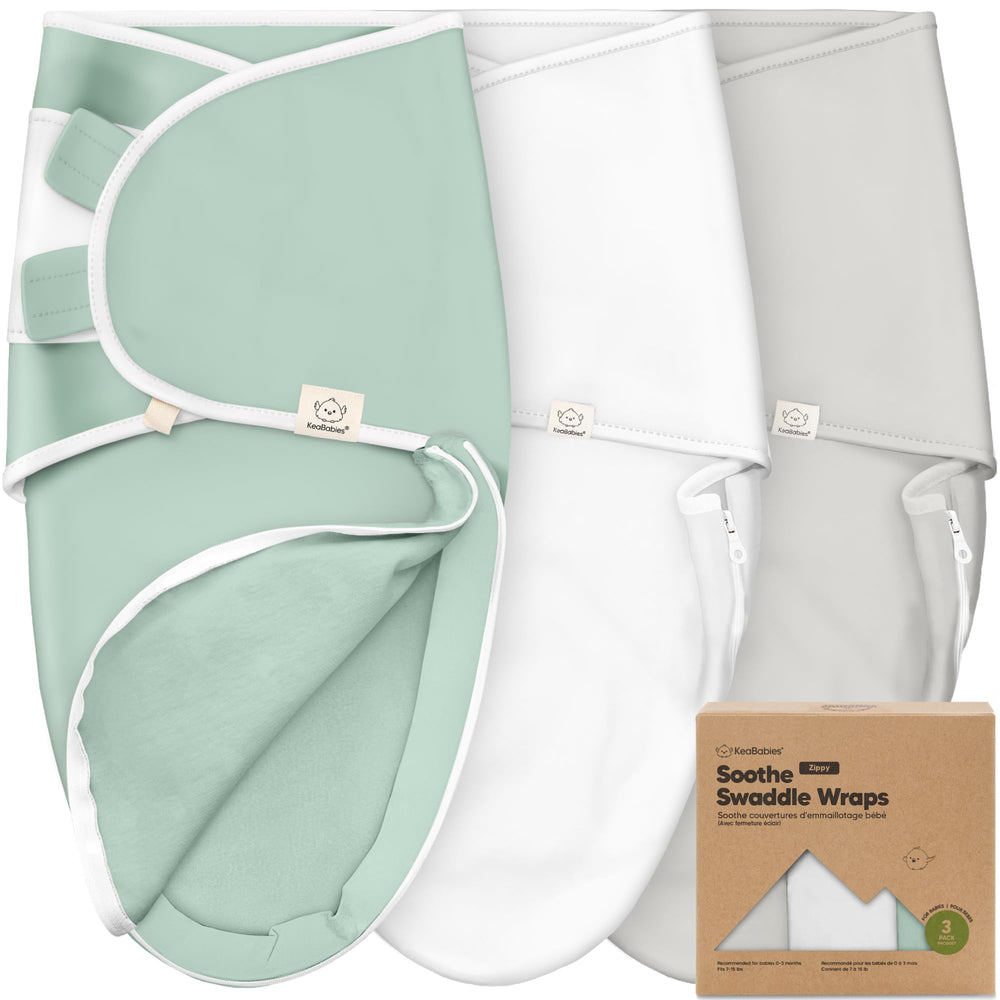 KeaBabies Soothe Zippy Sage on baby demonstrates ergonomic hip-friendly sleep support.