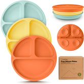KeaBabies suction plates 3-pack on high chair showing strong PrepGrip for mess-free meals.