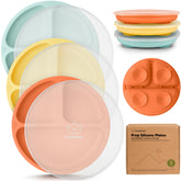 KeaBabies suction plates with lids 3-pack on high chair prevent tipping during meals