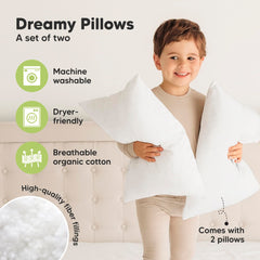 KeaBabies 13x18 pillow with OEKO-TEX shell for safe, breathable surfaces