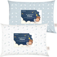 KeaBabies toddler pillow in packaging shows compact travel-ready design for on-the-go sleep
