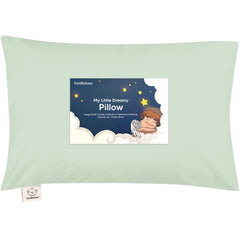 KeaBabies toddler pillow 13x18 sage front view highlighting ergonomic support for kids.