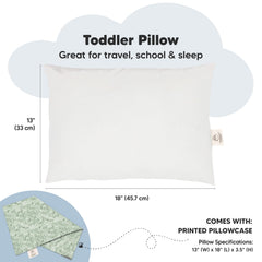 KeaBabies DinoDood pillowcase closeup emphasizes soft organic cotton cover