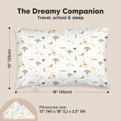 KeaBabies My Little Dreamy grasslands pillow packaged for travel and easy washing