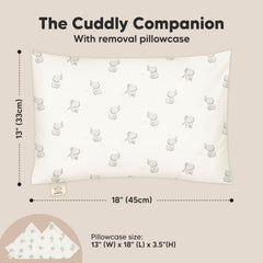 KeaBabies toddler-pillow-machine-washable close-up demonstrates simple cleanup after busy days.