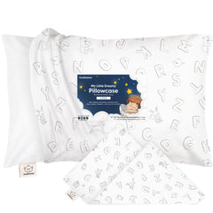 KeaBabies toddler pillowcase ABC Land pattern on soft cotton for cozy playtime.