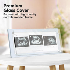KeaBabies Trio Ultrasound Frame in Mist Blue complements contemporary nursery interiors.