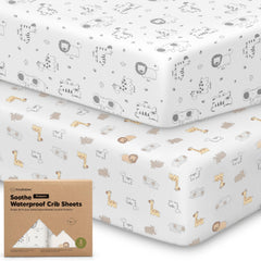 KeaBabies 2-pack waterproof crib sheets ready for nursery use with calm neutral style