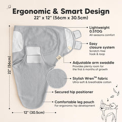 KeaBabies waffle-knit organic cotton swaddle in Granite provides breathable softness for sensitive skin.