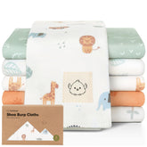KeaBabies Wilderness burp cloths flatlay; soft, durable, ready for everyday messes.