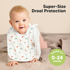 KeaBabies Wildscape pullover bib on baby highlights quick slip-on design