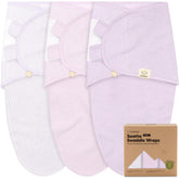 KeaBabies Wren Swaddle Soft Lilac showing secure newborn wrap for sleep.