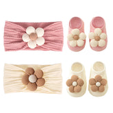 KEAINVRN 3D floral headband pink beige - gentle fit for delicate baby hair