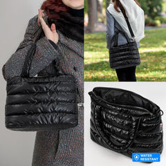 Kedaa Puffer Tote Bag adjustable strap offers multiple carry options.