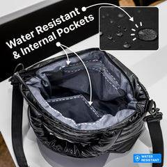 Kedaa Puffer Tote Bag lightweight design reduces shoulder strain during travel.