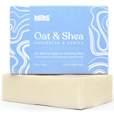 Keika Baby Soap Bar Oat & Shea unscented packaging shows gentle, family-safe care.