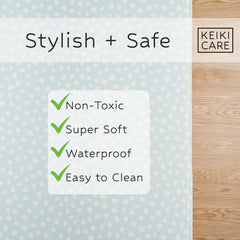 Keiki Care waterproof surface image demonstrates easy wipe-down cleaning after messy play.