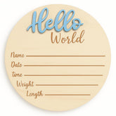 KEMINA BLANKETS baby announcement sign blue front view for newborn photos and keepsakes.