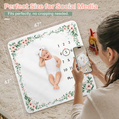 KEMINA BLANKETS floral wreath design adds gentle color to baby portraits.