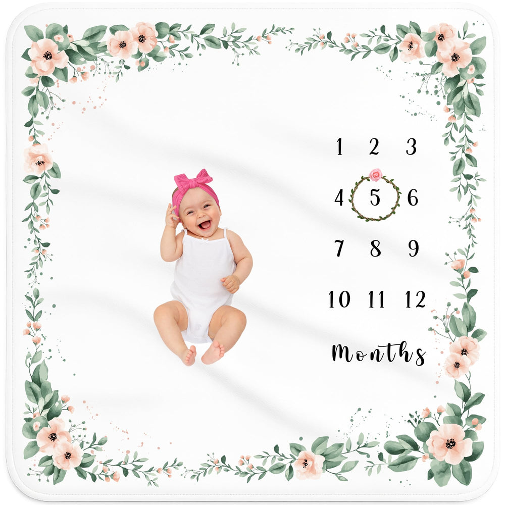 KEMINA BLANKETS milestone blanket flatlay offers a cozy, camera-ready newborn backdrop.
