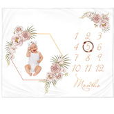 KEMINA BLANKETS monthly milestone blanket flat lay shows ample space for growth photos