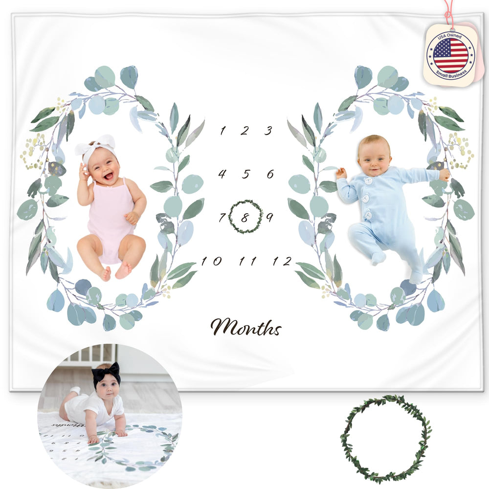 KEMINA BLANKETS twins milestone blanket front view, ideal for lasting milestone photos