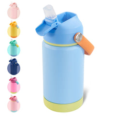 Kerilyn 12oz Kids Water Bottle Sky insulated close-up showing cold beverages