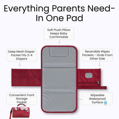 Kewh Jo pad with built-in diaper pouch keeps supplies within reach